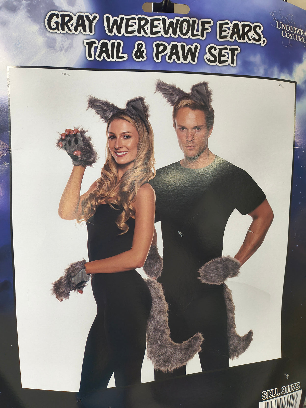 Gray Werewolf Ears, Tail, and Paw Set