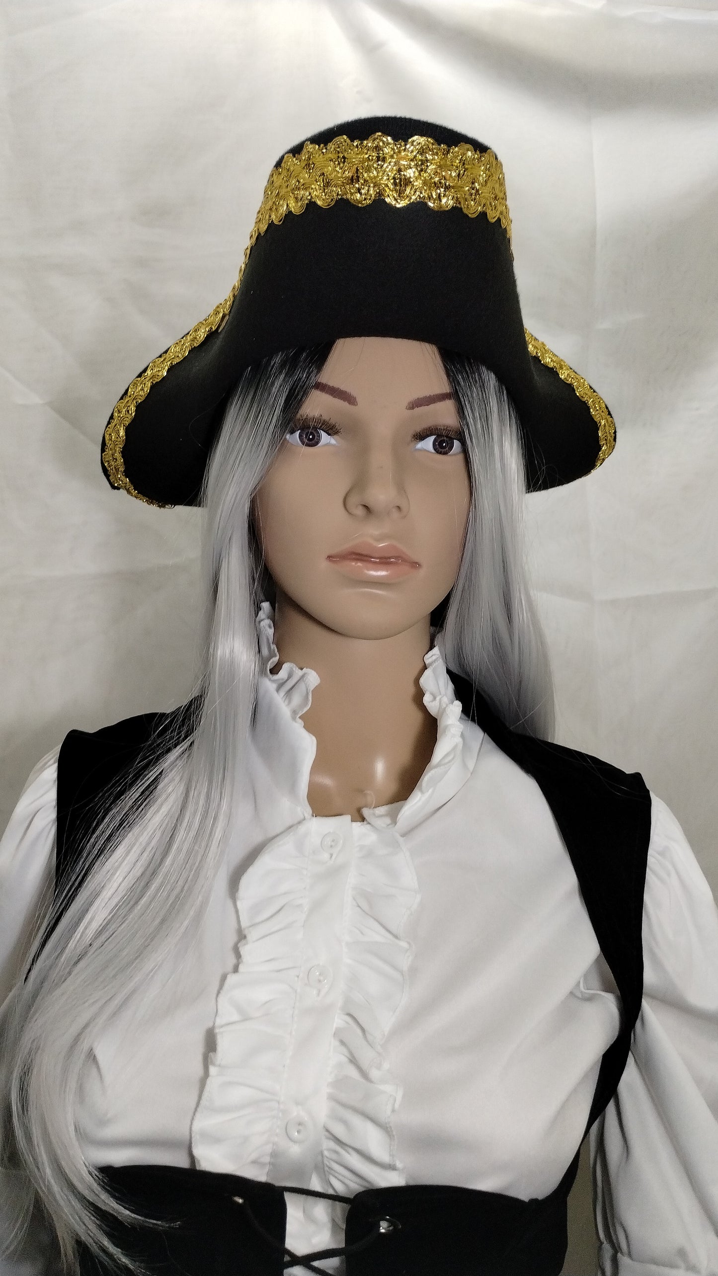 Black w/Gold Trim Pirate Hat