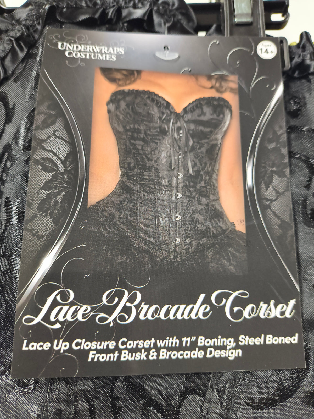 Lace Brocade Corset - Black