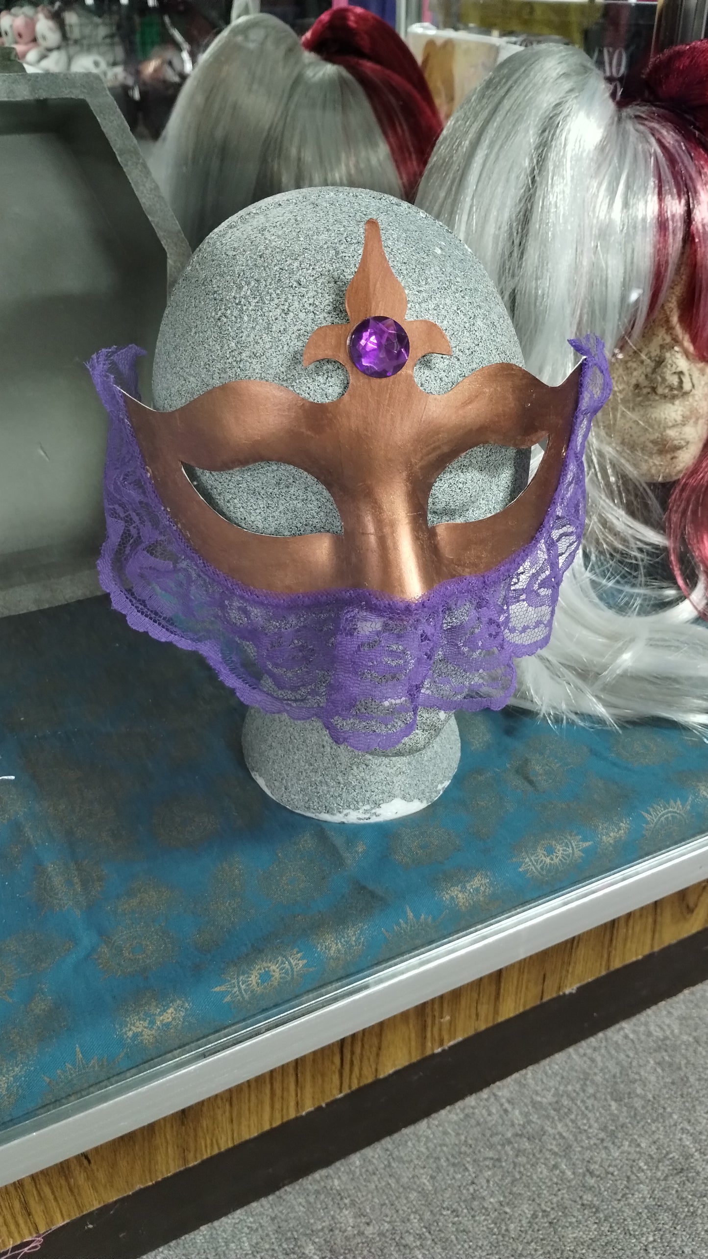 Copper & Purple Lace Masquerade Mask