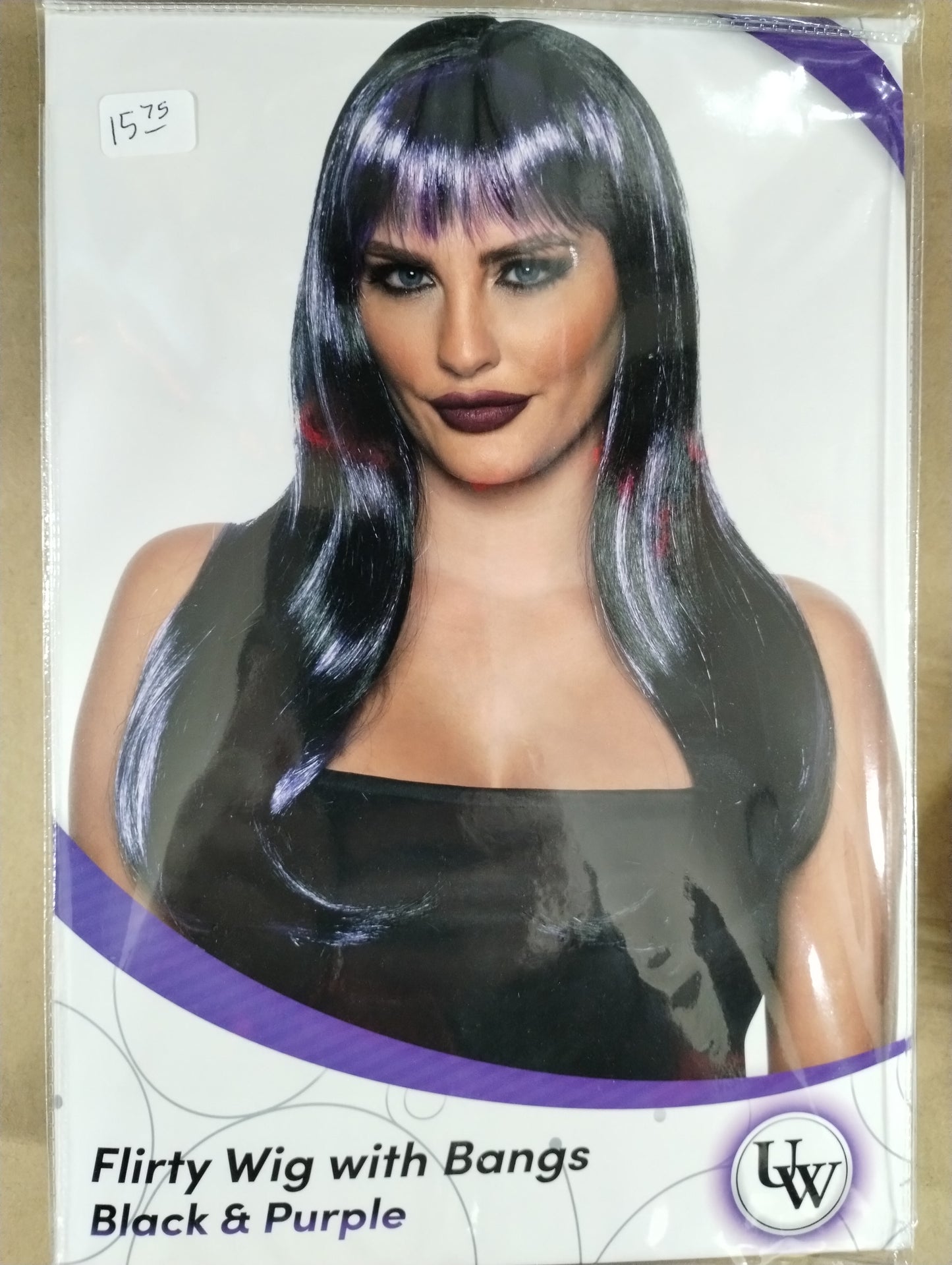 Flirty Black and Purple Wig w/Bangs