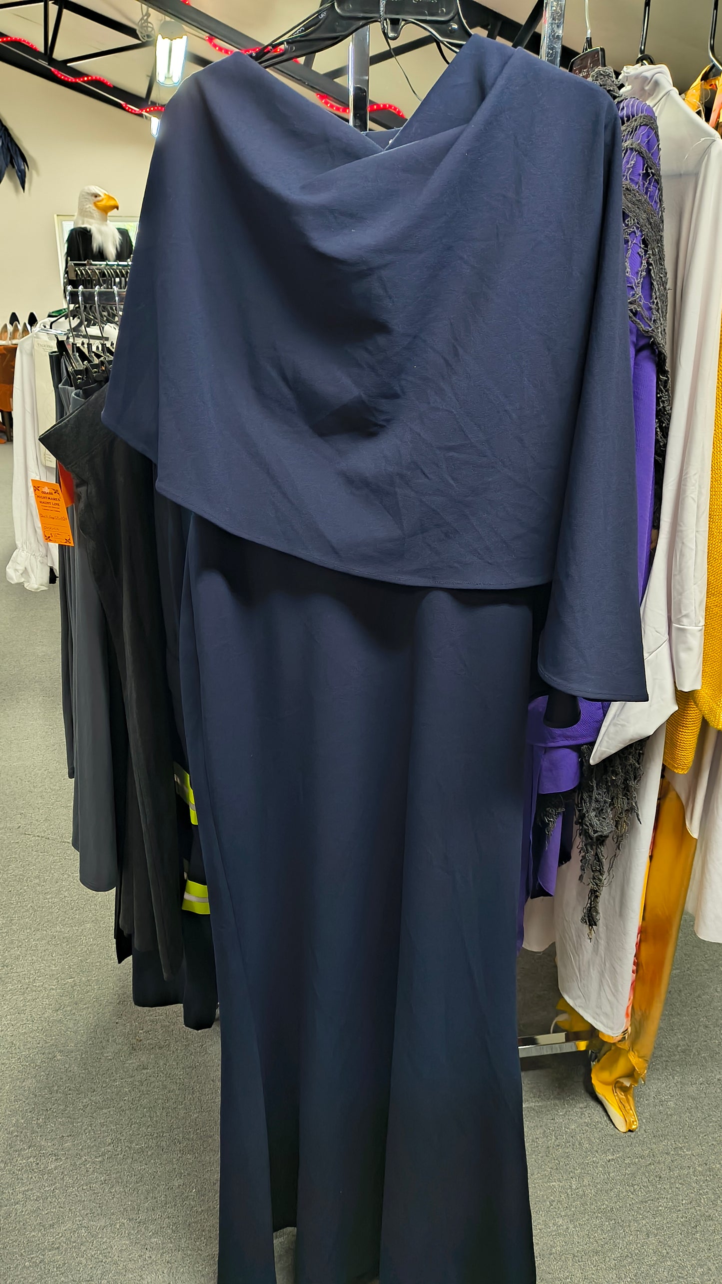 Navy Blue Elegant Dress w/Shoulder Cape - 14