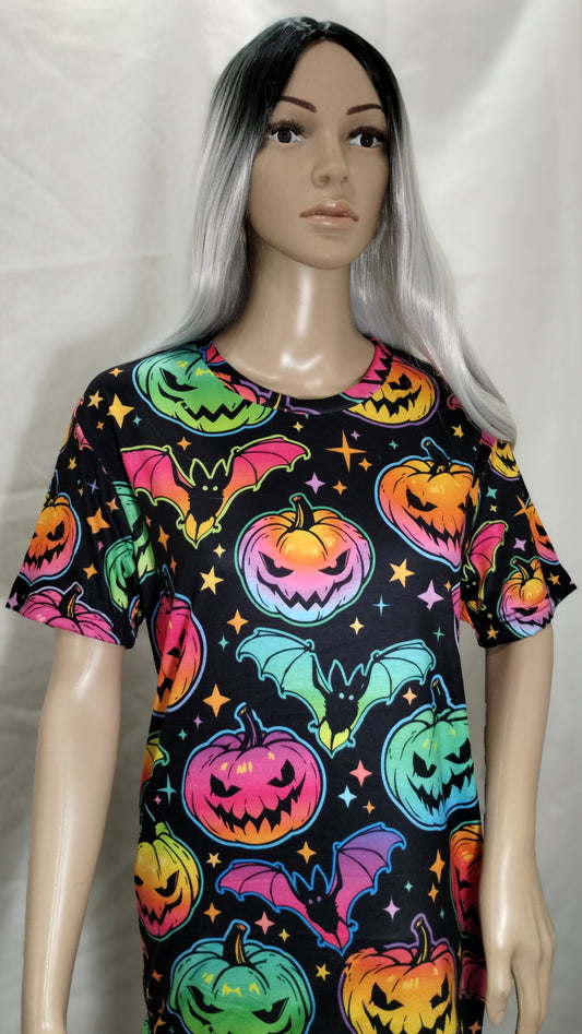 Neon Pumpkin & Bat T-Shirt