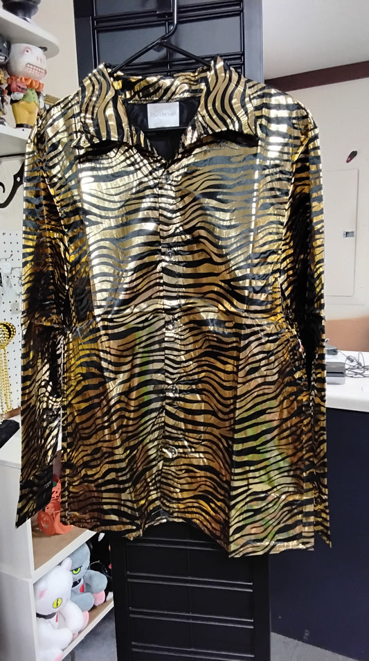 Tiger Stripe Disco Shirt - Gold (One Size)