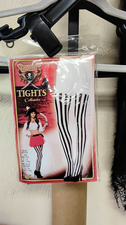 Black/White Stripe Tights