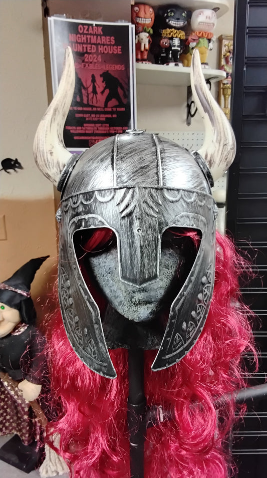 Silver Barbarian Horn Helmet