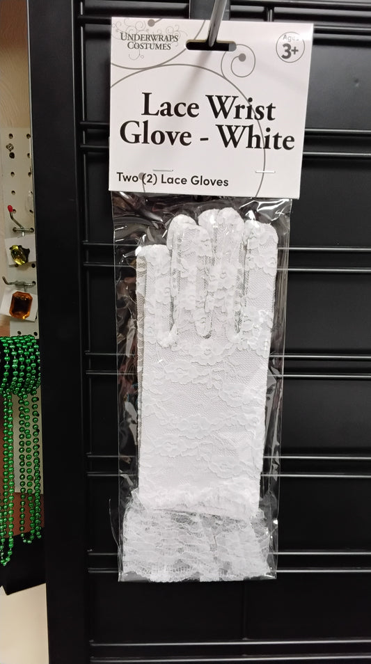 Lace Wrist Gloves - White