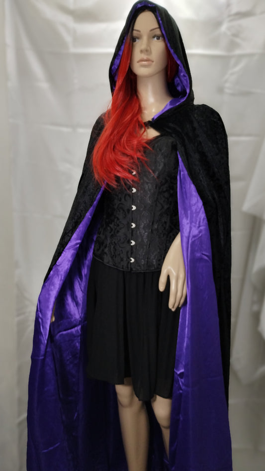 Hooded Velvet Cape - Purple Lining