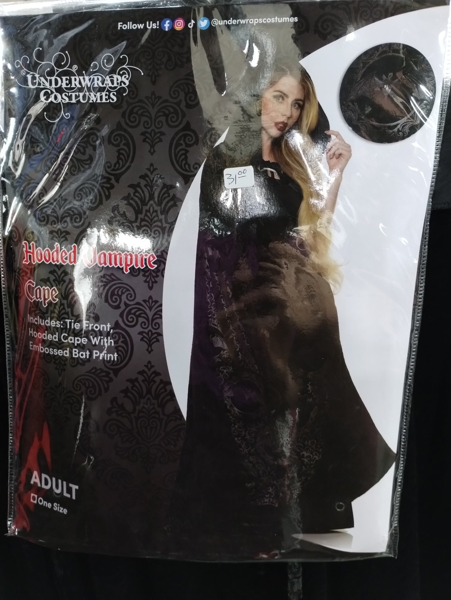 Hooded Vampire Cape - Black