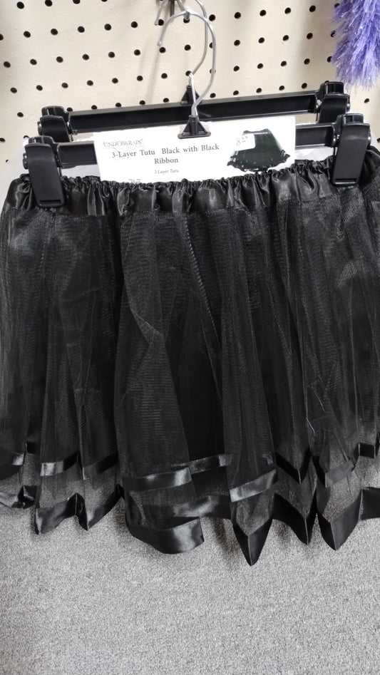3 - Layer Black Tutu w/Ribbon