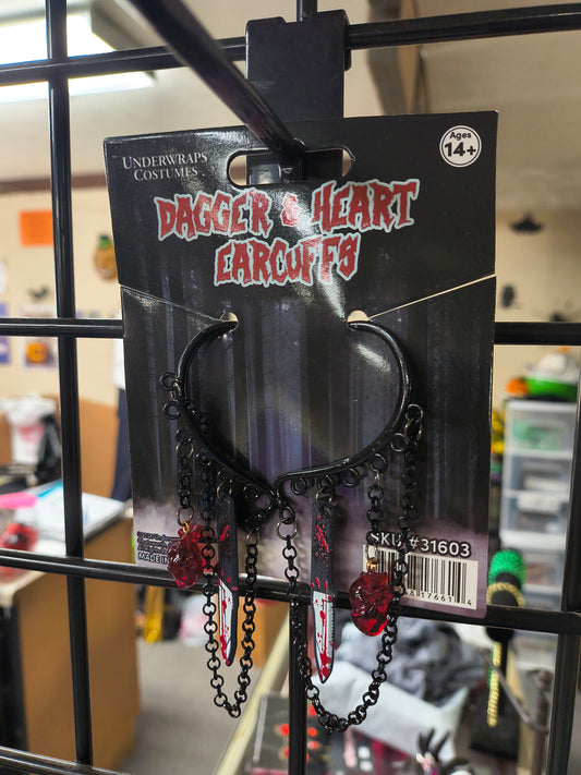 Dagger and Heart Earcuffs
