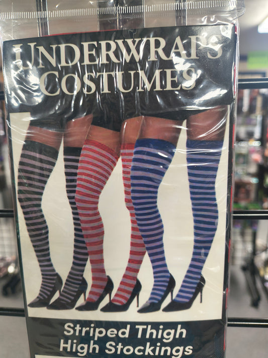 Striped Thigh High Stockings