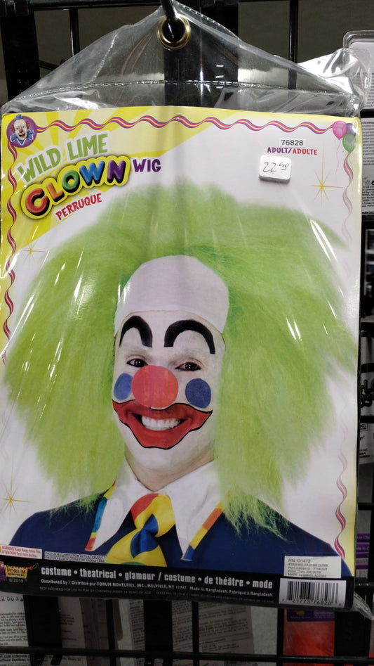 Wild Lime Clown Wig w/Bald Cap