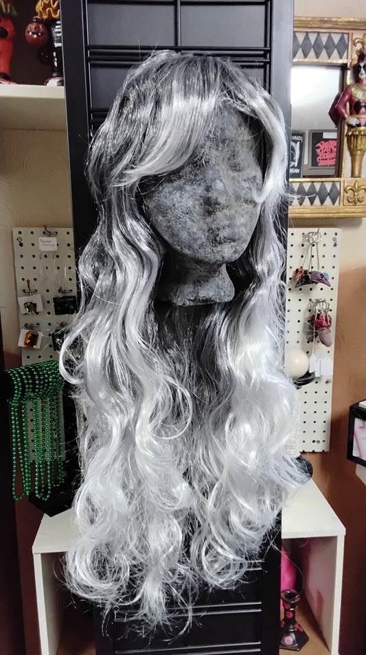 Long Curly Wig - Silver/Black