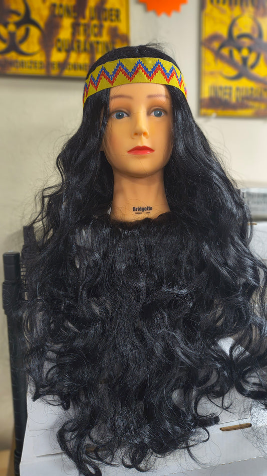 Long Hippie Wig Black