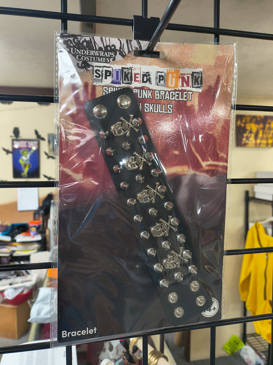 Spiked Punk Braclet with Skulls