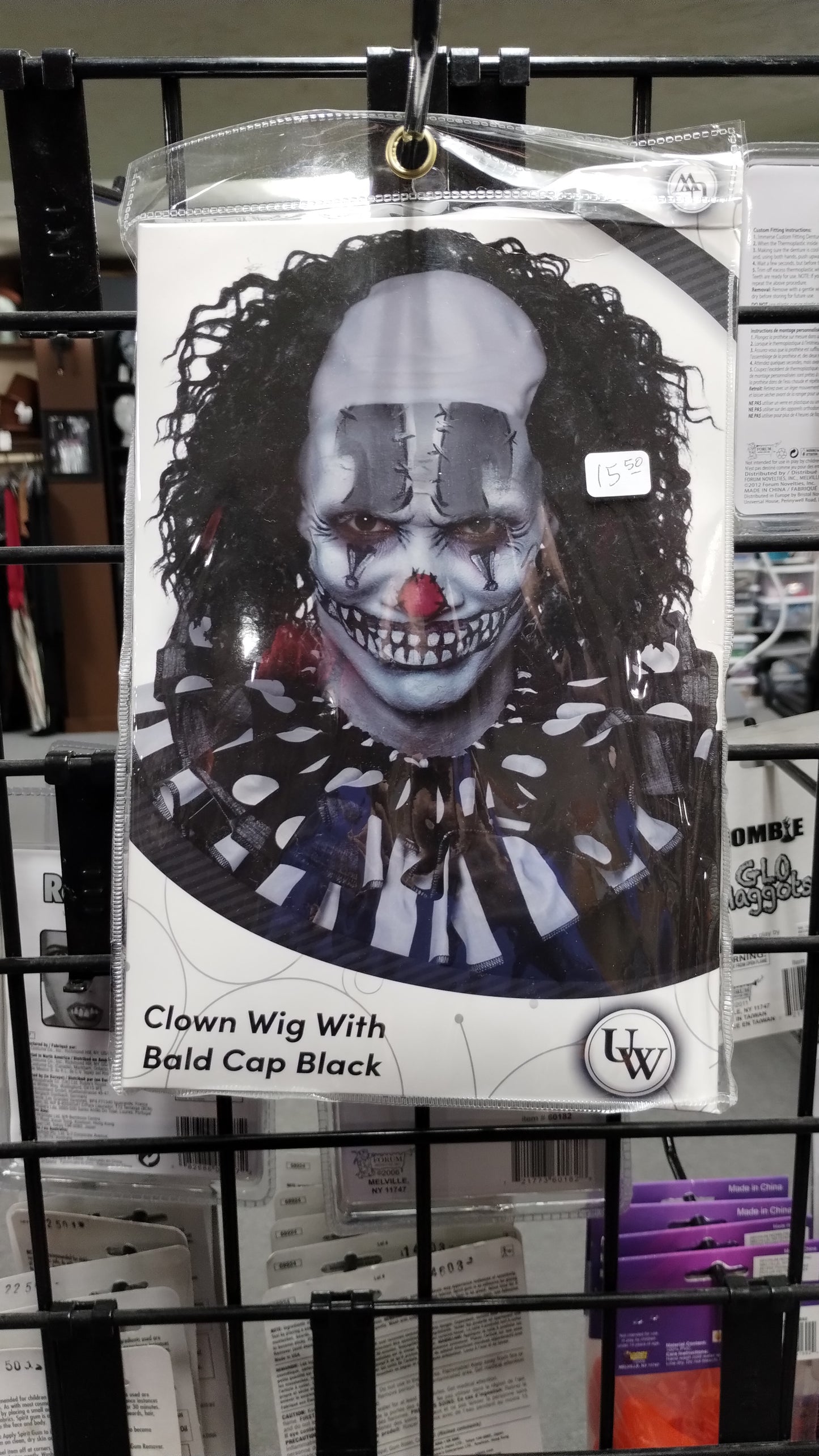 Clown Wig w/Bald Cap - Black