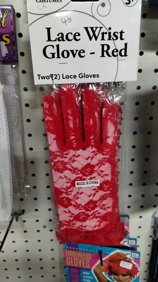 Red Lace Wrist Gloves