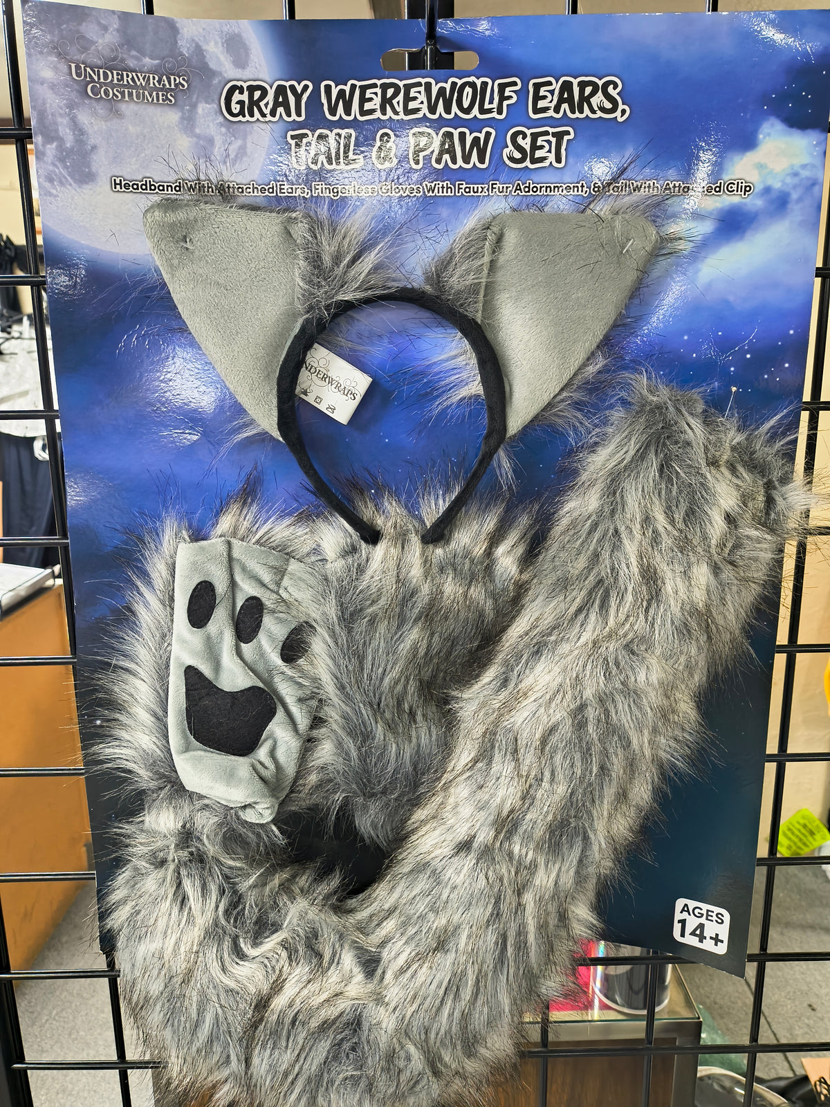 Gray Werewolf Ears, Tail, and Paw Set