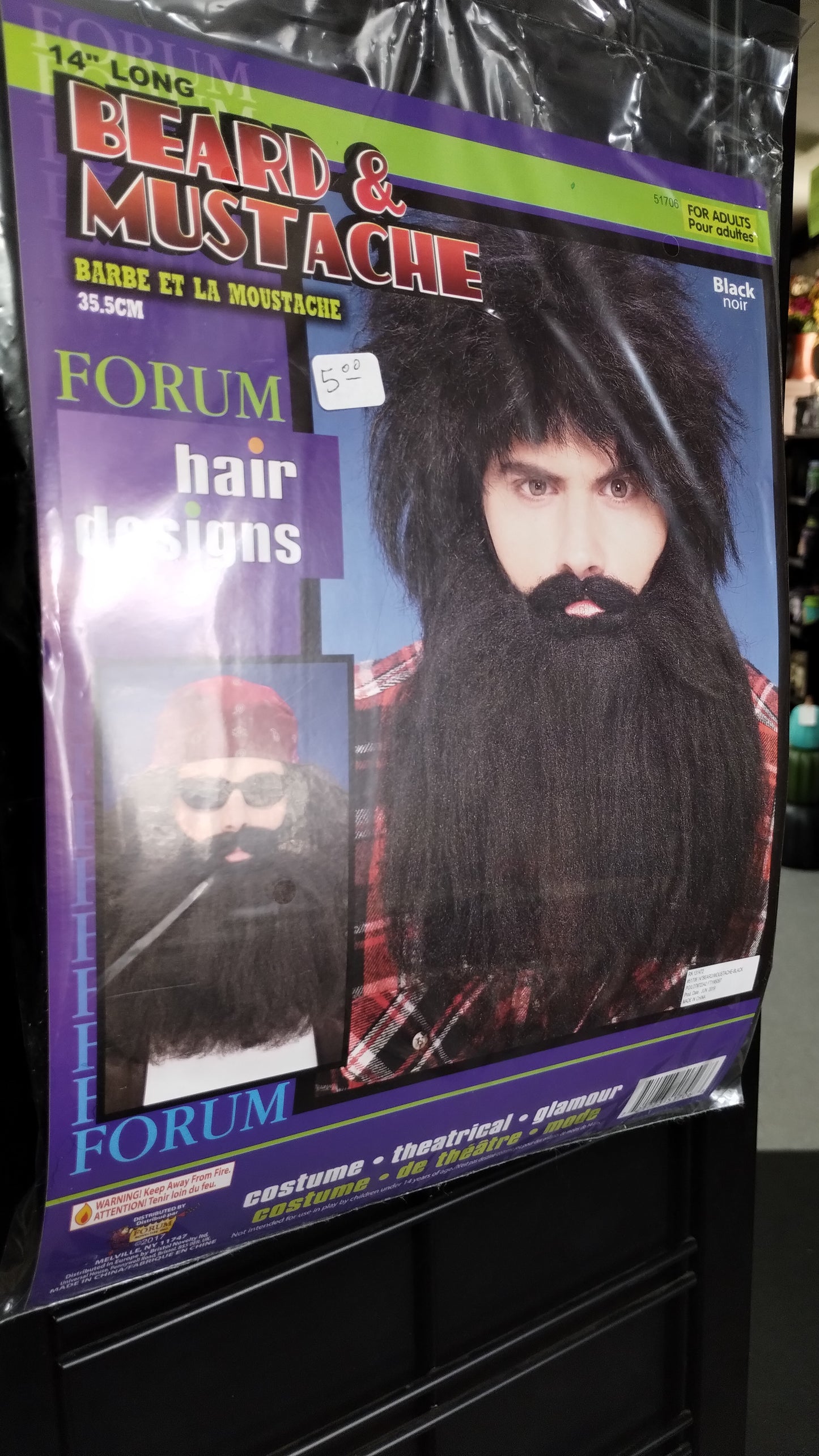 14" Black Beard & Moustache