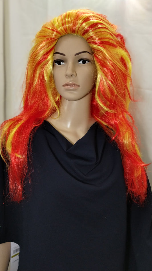 Red and Yellow Helen Wheels Wig