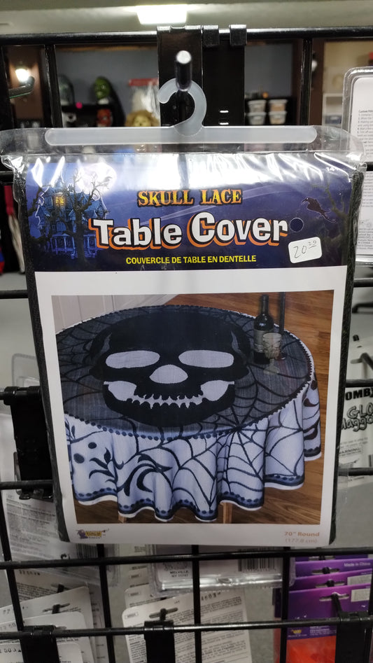 Black Skull and Web Lace Tablecloth