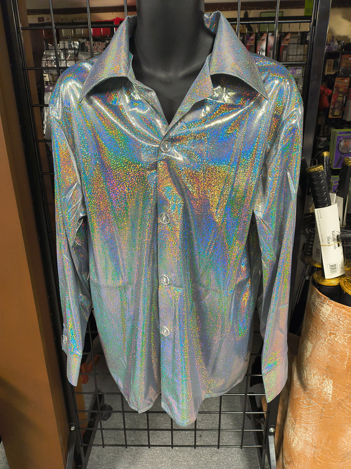 70's Silver Metallic Disco Shirt