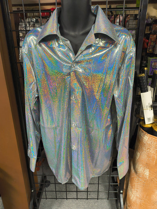70's Silver Metallic Disco Shirt