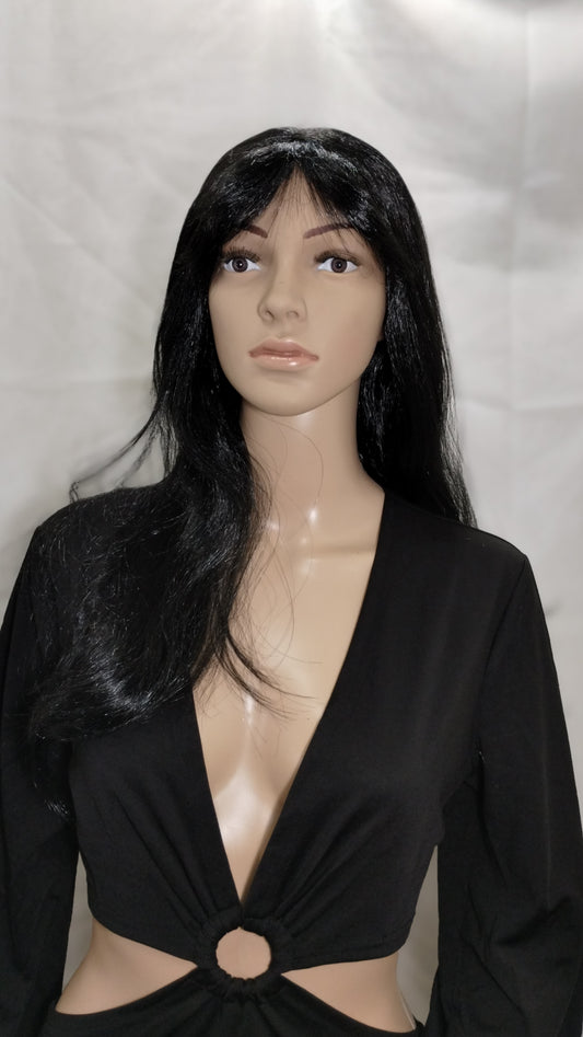 Flirty Black Wig w/Bangs