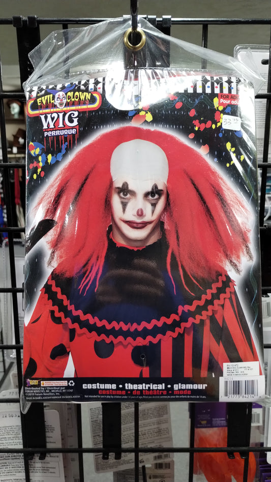 Deluxe Long Red w/Black Streaks Balding Clown Wig