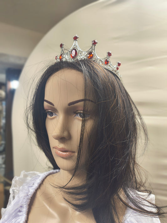 Silver Tiara with Red Jewels
