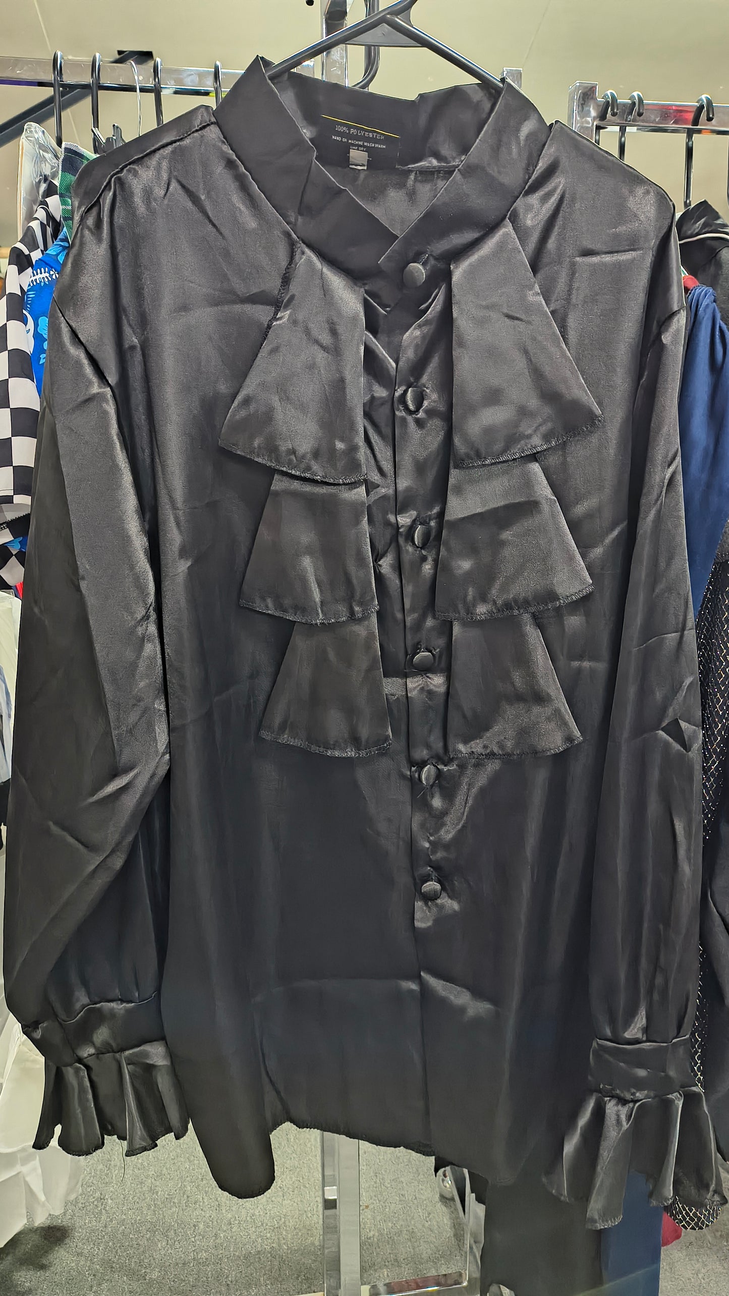 Black Satin Goth Shirt - XL