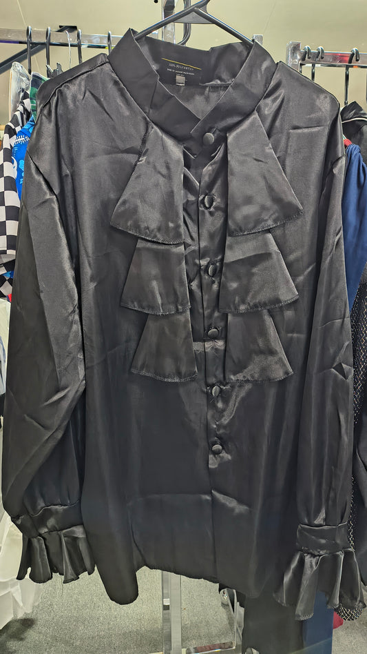 Black Satin Goth Shirt - XL