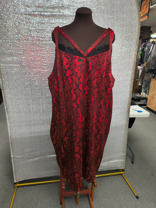 Red Snakeskin Print Dress (3X)