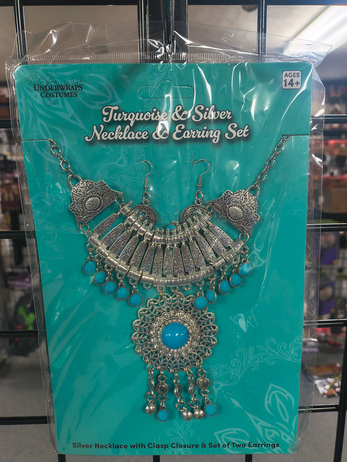 Turquoise and Silver Necklace and Earring Set