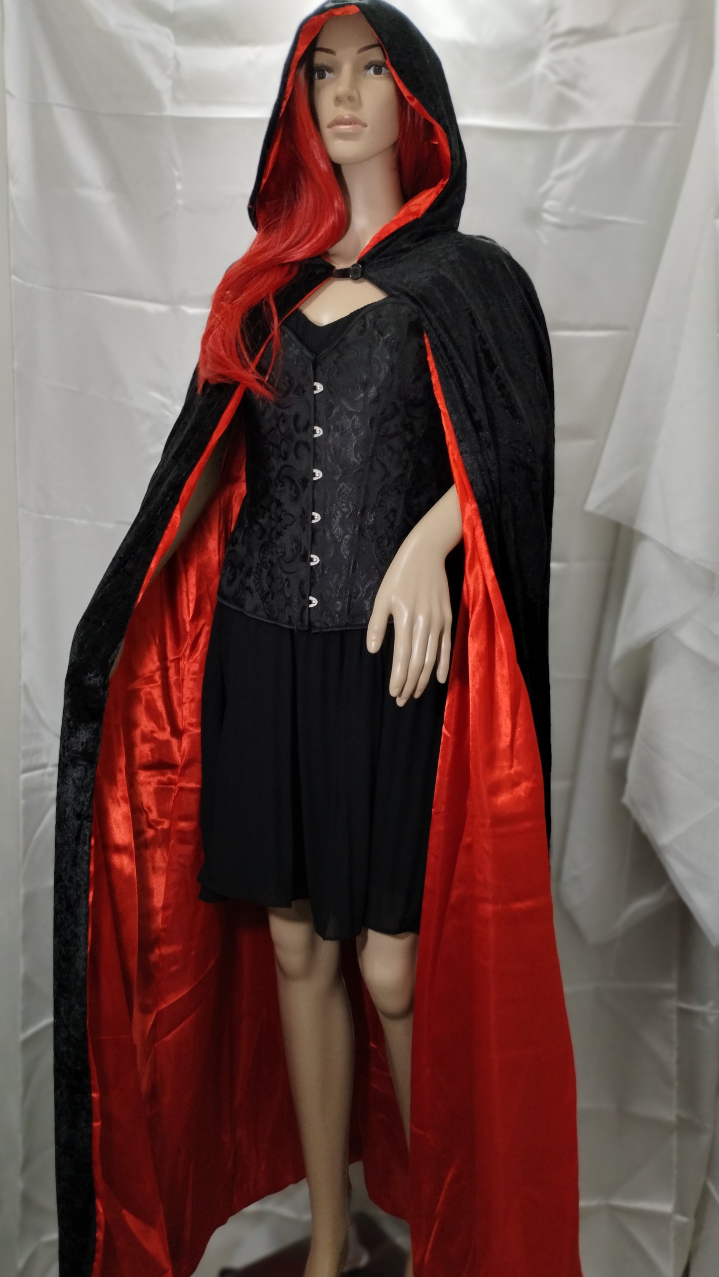 Hooded Velvet Cape - Red Lining
