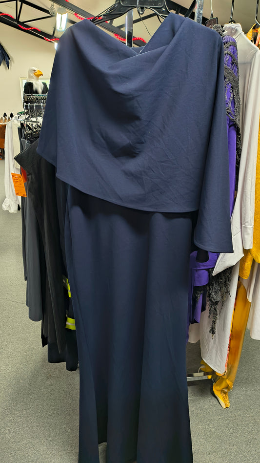 Navy Blue Elegant Dress w/Shoulder Cape - 14
