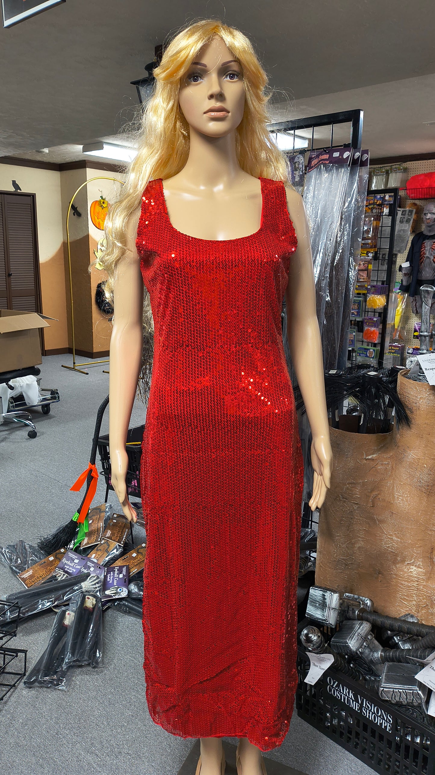 Long Sequin Dress - Red