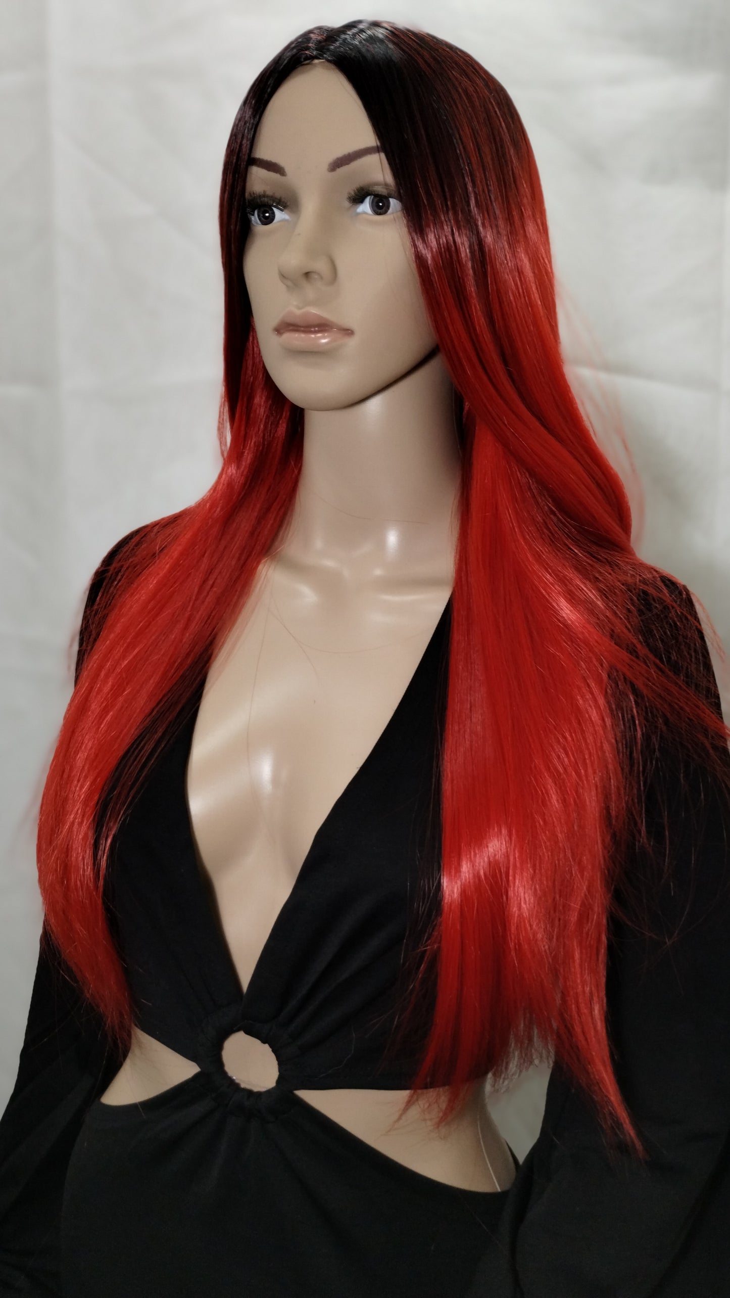 Deluxe Red and Black Ombré Wig