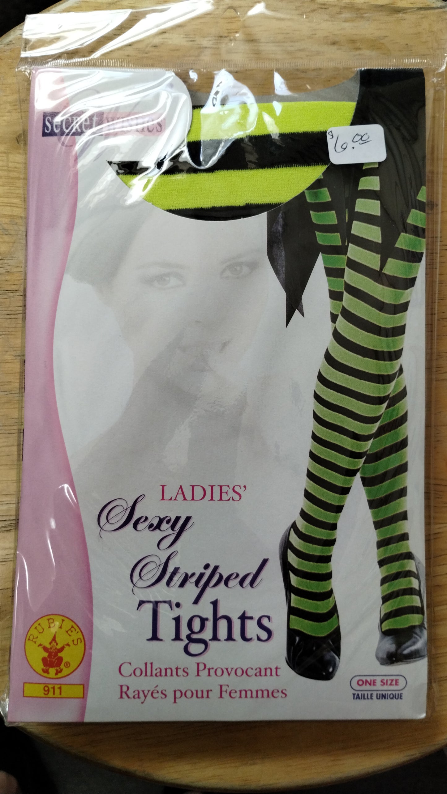Neon Green/Black Striped Tights