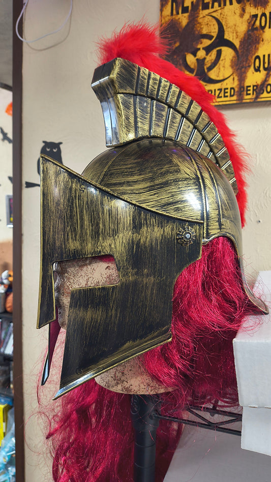 Roman Gladiator Helmet with Feathers