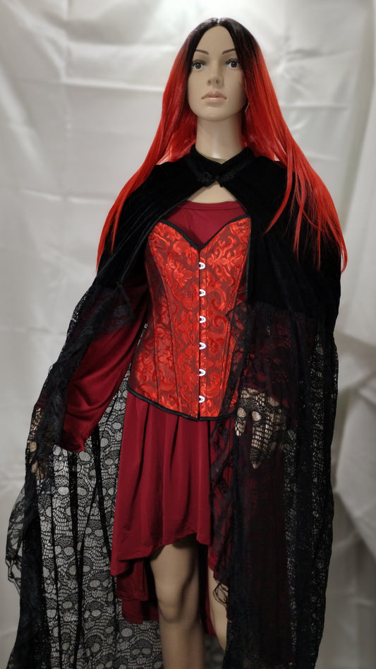 Velvet and Mesh Skull Cape