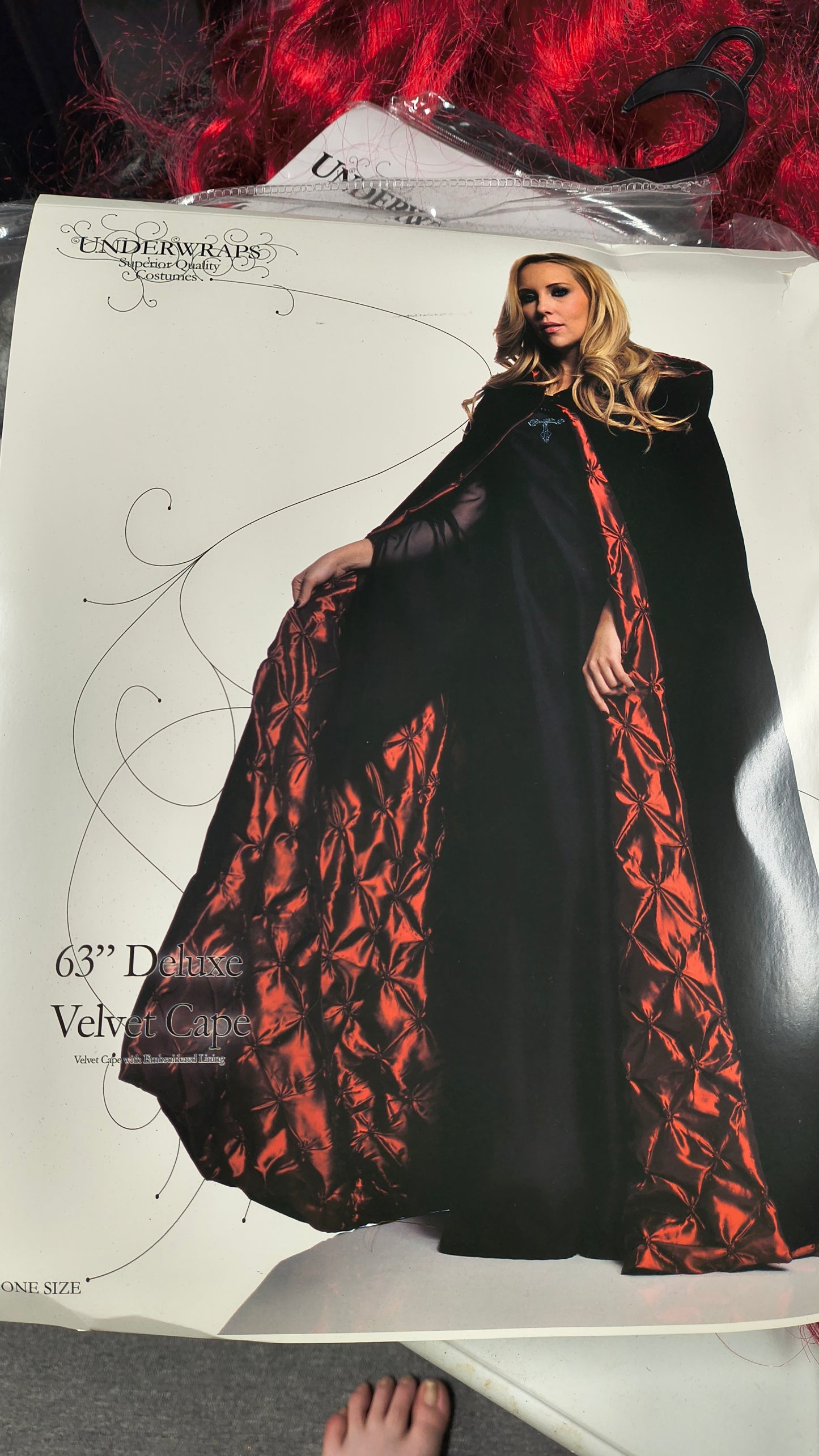 63" Deluxe Velvet Cape - Red