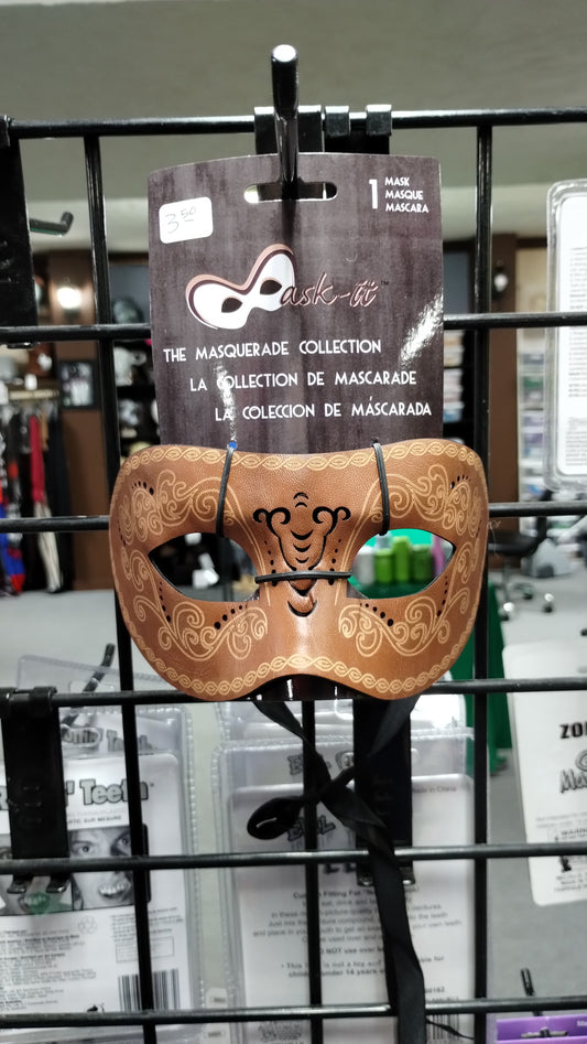 Brown Faux Leather Mask