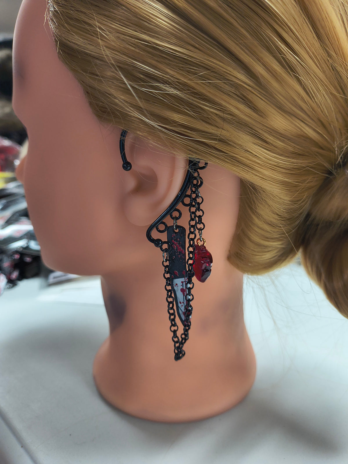 Dagger and Heart Earcuffs