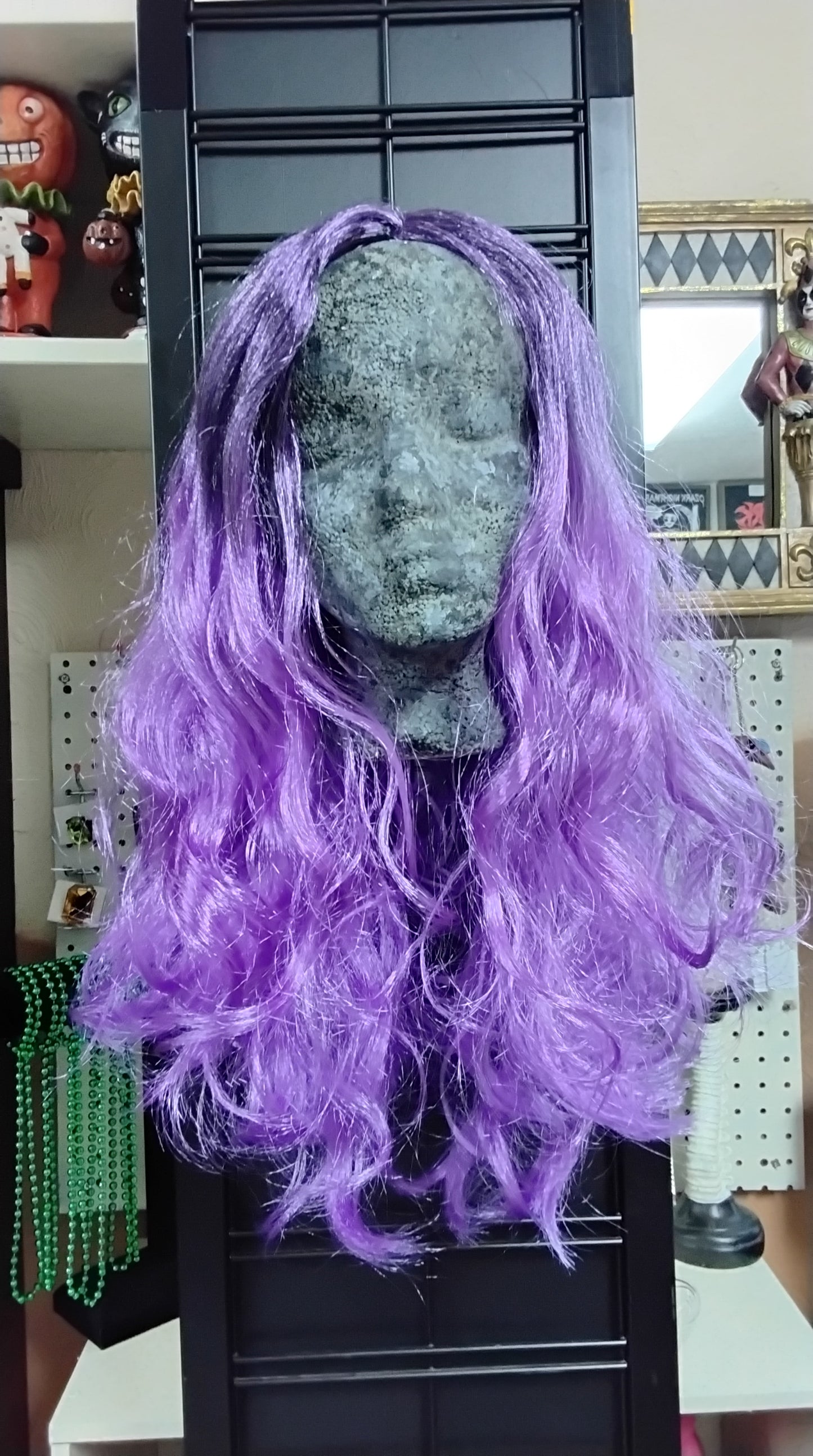 Ombre Wig with Curls - Black/Purple