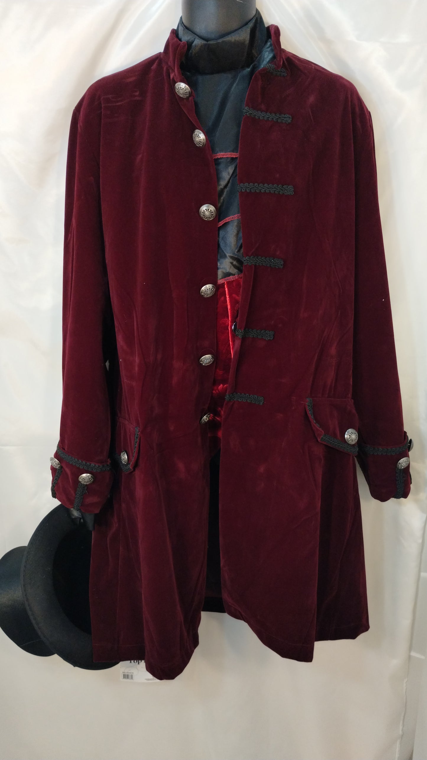Velvet Frock Coat - Burgundy (One Size)