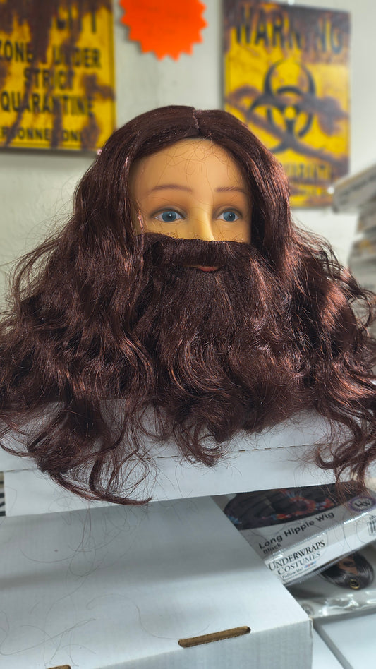 Jesus Wig and Beard Set Brown