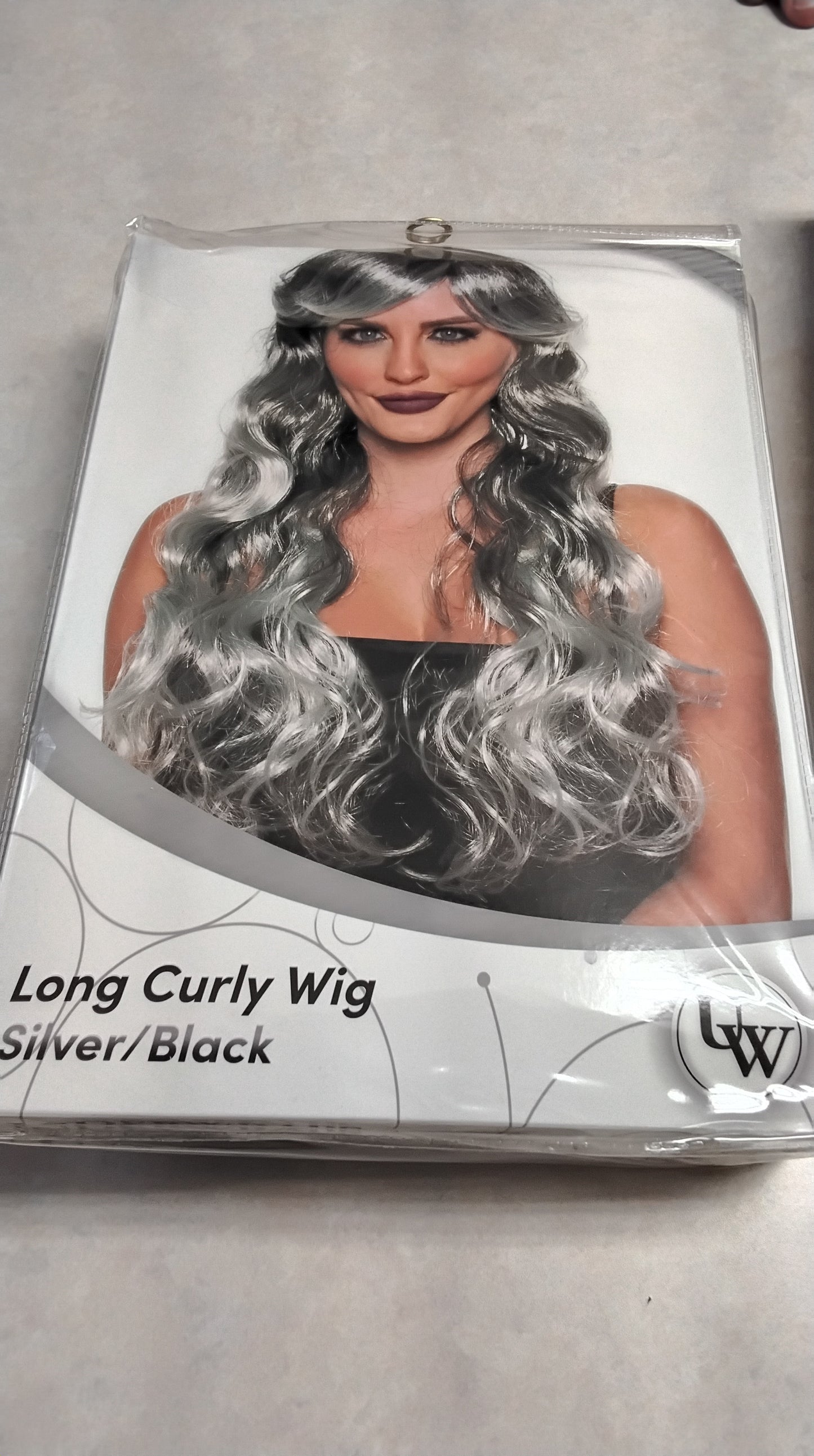 Long Curly Wig - Silver/Black