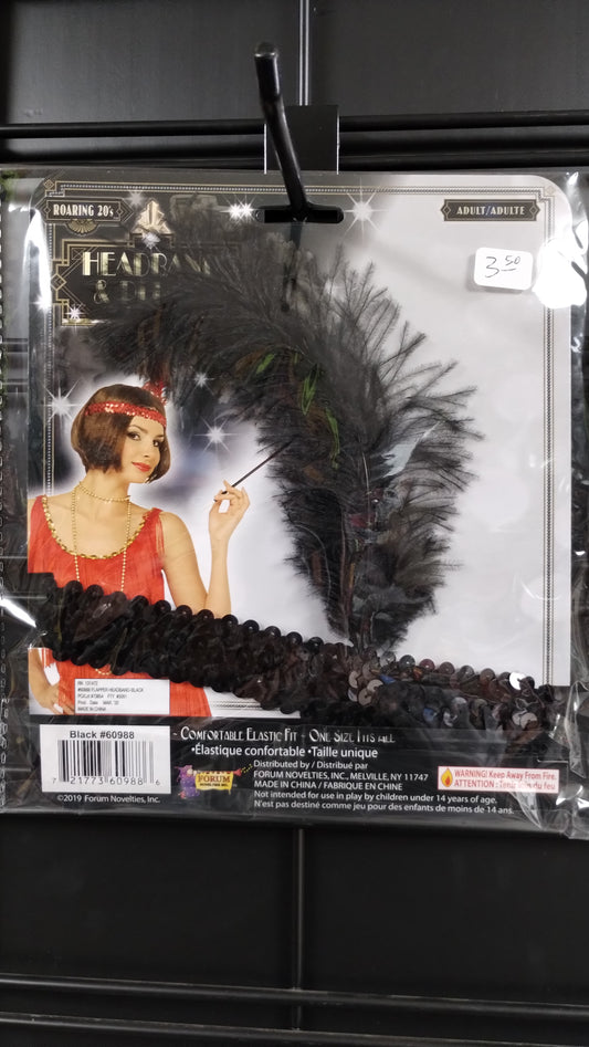 Black Flapper Headpiece